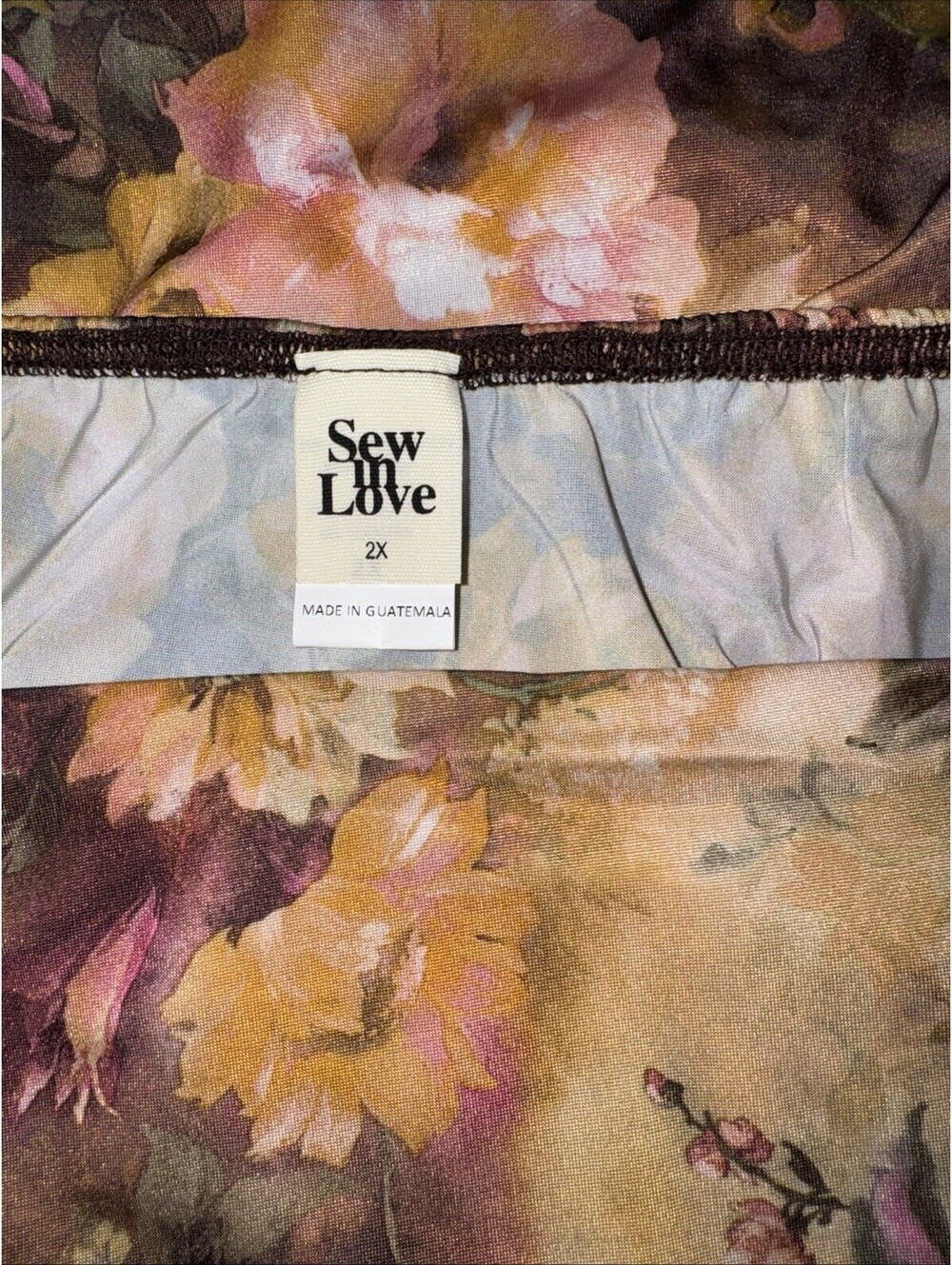 Sew In Love Blouse Fall Colors Floral 2x Xxl Ruffle Sleeve Stretchy Neckline